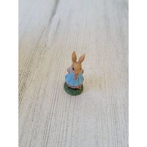 Mini rabbit girl Brown Bunny Easter Flower Village accessory spring figure